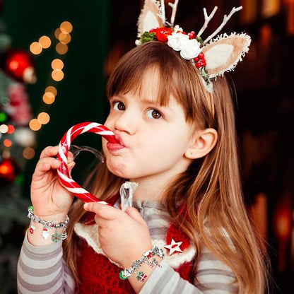 Christmas Advent Calendar Bracelets 2026 - DIY Jewelry Kit with 22 Charm Beads & 2 Adjustable Bracelets for Girls
