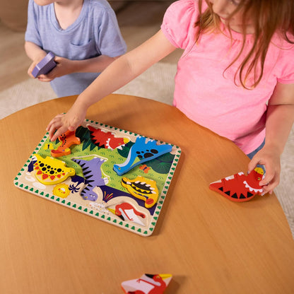 Melissa & Doug Dinosaur Wooden Chunky Puzzle - 7 Pieces | FSC Certified Eco-Friendly Fun