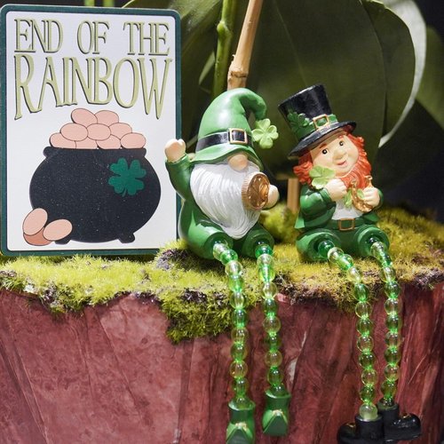Braxio St. Patrick's Day Collectible Figurines - Set of 2 Green Gnome Shelf Sitters | Festive Table Decor