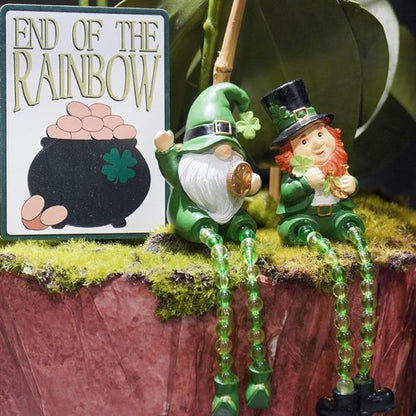 Braxio St. Patrick's Day Collectible Figurines - Set of 2 Green Gnome Shelf Sitters | Festive Table Decor