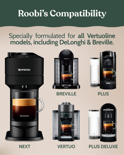 Nespresso Vertuo Compatible Descaling Solution. Eco-Friendly Formula to Clean & Descale Your Nespresso Vertuoline Machine. 2 Uses per Bottle, 2 Pack. Carbon Neutral Vertuo Descaling Kit.