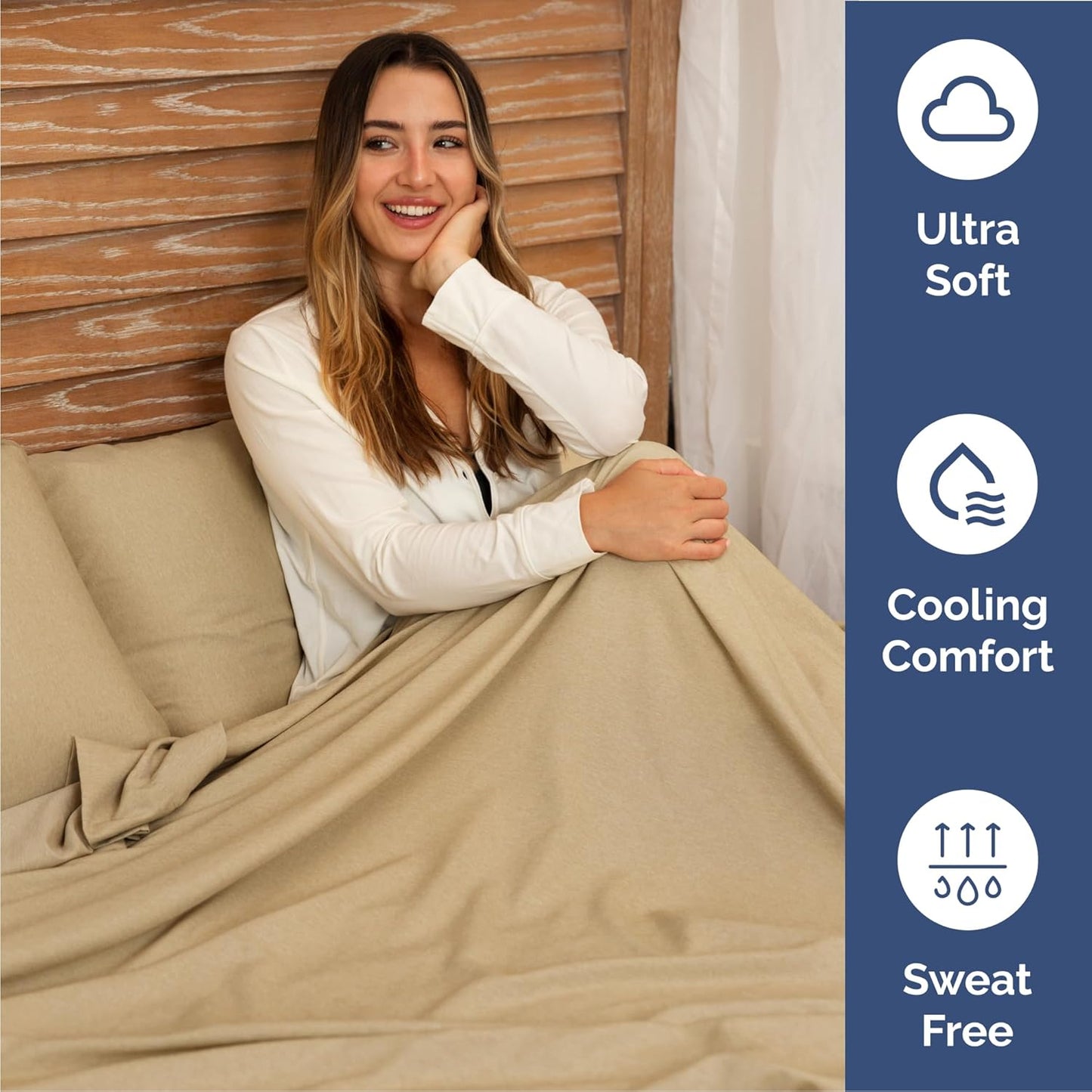 Skiennix Queen Size 4-Piece Sheet Set - Comfy Cooling Bed Sheets | Hotel Luxury Tan Color, Deep Pockets
