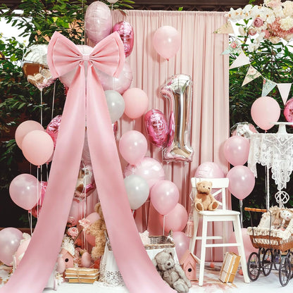Wavwavw Wedding Bow Decor - Giant Dusty Pink Satin Bows for Room Wall Backdrop | 75x18 Inch