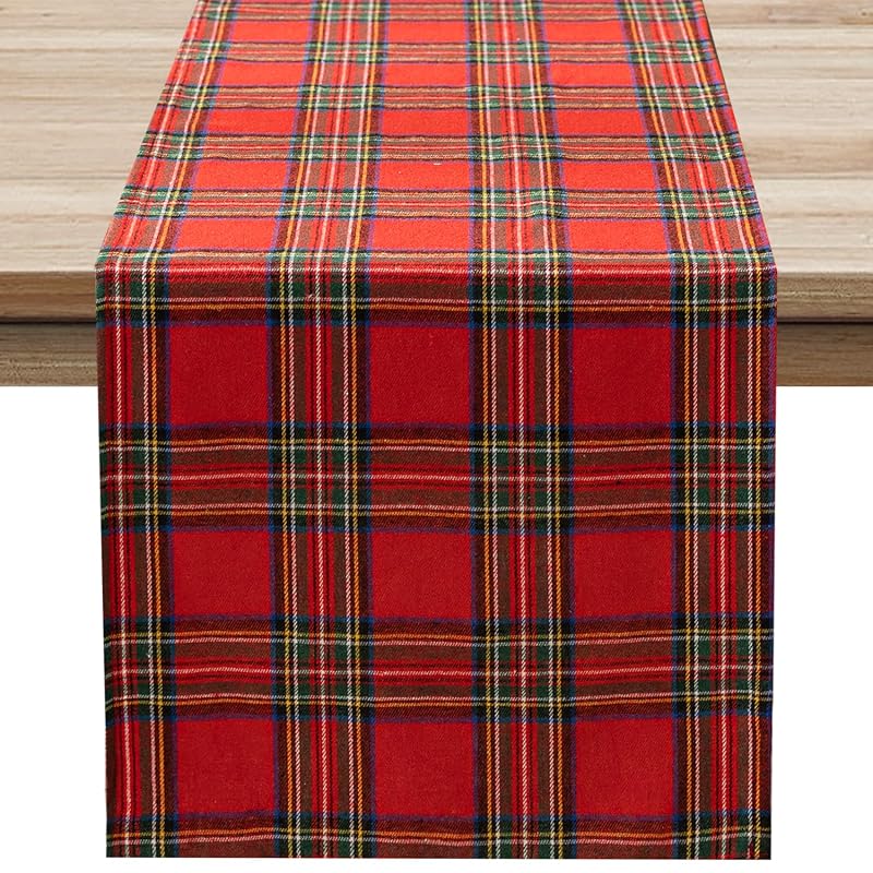Softalker Christmas Checkered Tartan Table Runner Red 13 x 90 Inch - Variation: Red Plaid+13 x 90"