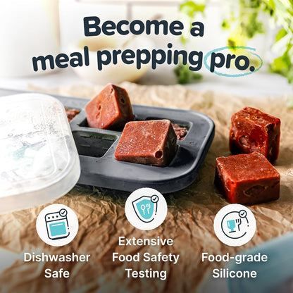 Souper Cubes Silicone Freezer Molds - Ideal for Storing Garlic, Herbs, and Purees - Charcoal | 2-Pack
