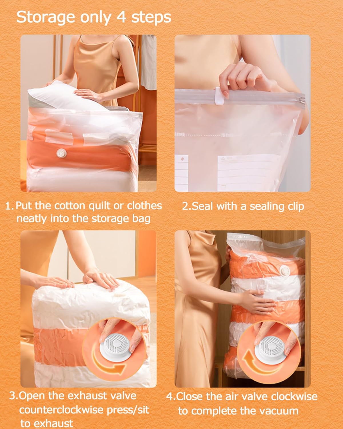 YQBOOM Vacuum Storage Bags - Extra Large Space Saver Set for Bedding, Clothes & Blankets | 5 Pack