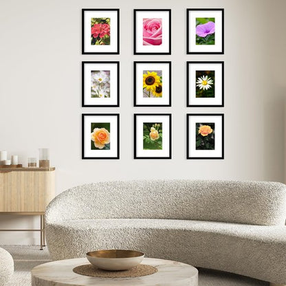 JCJMY 18 Packs 8x10 Picture Frames, Display 5x7 with Mat or 8x10 Without Mat, Gallery Wall Frame Set, 8 by 10 Frames Bulk Set of 18 Collage Wall Decor Photo Frames Set for Wall and Tabletop, Black