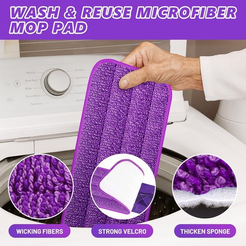 HOMTOYOU Spray Mop - Efficient Floor Cleaning Tool with 3 Washable Microfiber Pads | Ideal for Hardwood, Tile & Vinyl