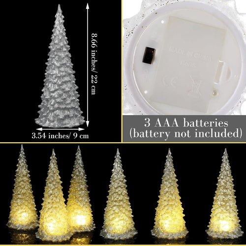 Baquler Acrylic Lighted Christmas Tree | 8.66'' Color Changing LED Night Light Decoration - Silver