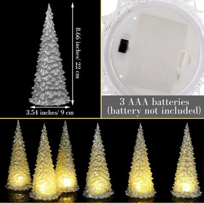 Baquler Acrylic Lighted Christmas Tree | 8.66'' Color Changing LED Night Light Decoration - Silver