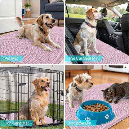 OLANLY Dog Door Mat - Absorbent Non-Slip Chenille Mat for Muddy Paws | 34x21, Dusty Rose Color