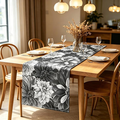 OYIMUA Grey Chenille Table Runner 13x72in - Waterproof, Heat-Resistant