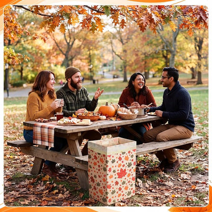 Fall 13 Gallon Disposable Trash Cans with 8 Bags – 4 Pack, Maple Leaf Design (Variation: Fall)