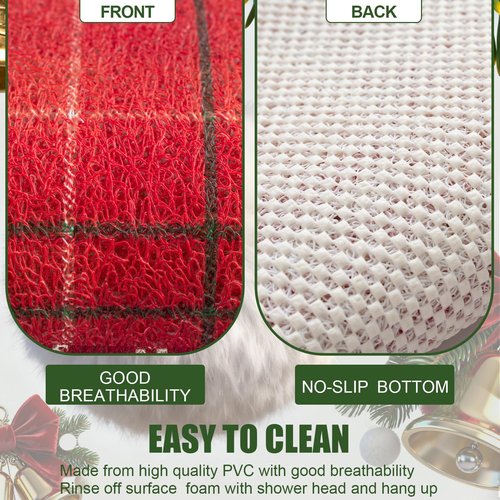 Hargiis Christmas Non-Slip Bathtub Mat, Anti Slip Shower Mat, Fast Drying Bathtub Mats, Foot Scrubber Mat, Anti Slip Mat for Tub, Floor, Bathroom, Kitchen, Home, Hotel (Holiday Plaid, 40"x16")