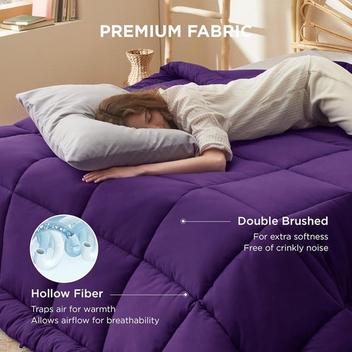 Bedsure Comforter Duvet Insert - King Size Quilted Down Alternative Blanket, All Season, Purple 90 x 102 Inches