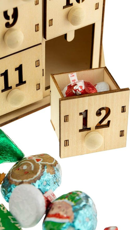 Clever Creations Wooden Christmas Advent Calendar - LED Countdown Decoration | Round Village Design