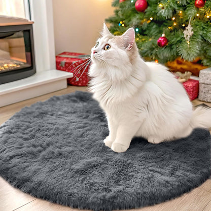 OLANLY Grey Round Area Rug - Soft, Fluffy, Machine Washable 2 ft Circle Carpet for Bedrooms & Nurseries