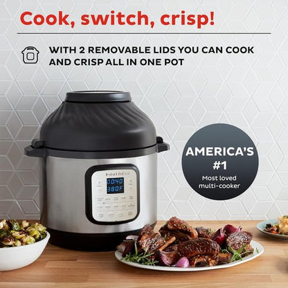 Instant Pot Duo Crisp 11-in-1 Air Fryer & Electric Pressure Cooker - 8QT Black/Stainless Steel | Free Recipe App Included