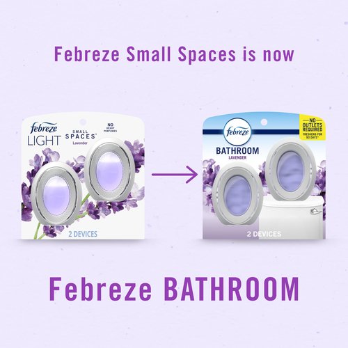 Febreze Small Spaces Air Freshener, Odor-Fighting, Plug-In Alternative, Air Fresheners for Home and Bathroom and Kitchen, Closet Air Fresheners, Light Lavender Scent, 2 Count