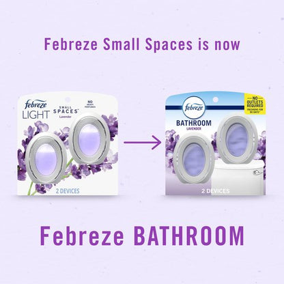 Febreze Small Spaces Air Freshener, Odor-Fighting, Plug-In Alternative, Air Fresheners for Home and Bathroom and Kitchen, Closet Air Fresheners, Light Lavender Scent, 2 Count