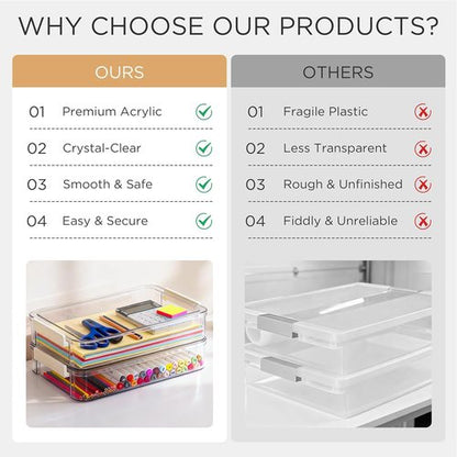 Citylife 6 Qt Plastic Storage Bins - Portable Stackable Bins with Lids for Organizing Documents & Crafts