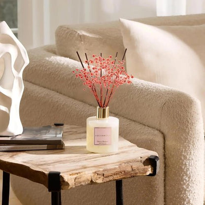 Cocorrína Reed Diffuser - Cherry Blossom 6.7 Fl. Oz Set with Sticks & Preserved Baby's Breath | Home Decor
