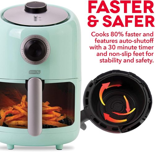 Dash Compact Air Fryer - Healthy Cooking with Auto Shut-Off & Adjustable Temperature Control - 2 Quart - Aqua