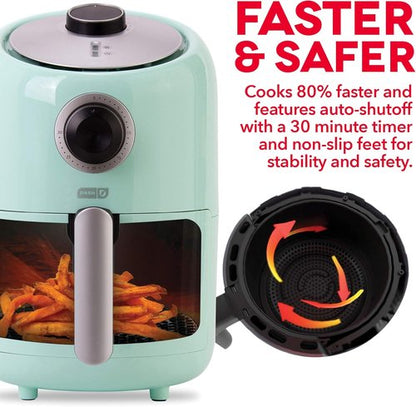 Dash Compact Air Fryer - Healthy Cooking with Auto Shut-Off & Adjustable Temperature Control - 2 Quart - Aqua