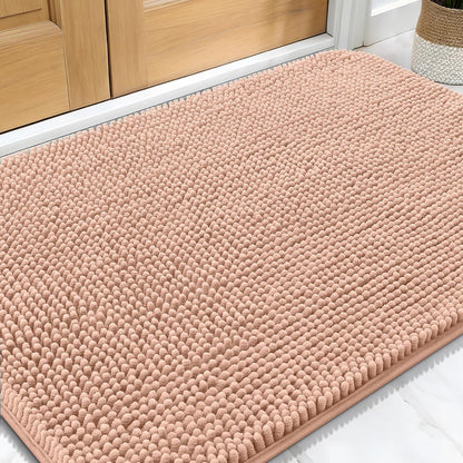 OLANLY Dog Door Mat - Absorbent Non-Slip Mud Mat for Dogs | Quick Dry Chenille, 30x20, Peach