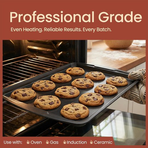 Gray 10-Piece Bakeware Set - Nonstick Carbon Steel Baking Sheets & Pans | Space-Saving, Dishwasher Safe, Oven Safe Up to 450°F