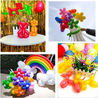 White 260 Balloons by [Brand Name] - Thickening Long Latex Balloons for Twisting & Arch Decor | 100pcs