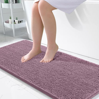 OLANLY Bathroom Rugs 45x27, Extra Soft Absorbent Chenille Bath Rugs, Rubber Backing Quick Dry, Machine Washable Bath Mats for Bathroom Floor, Tub and Shower, Home Decor Accessories, Deep Plum