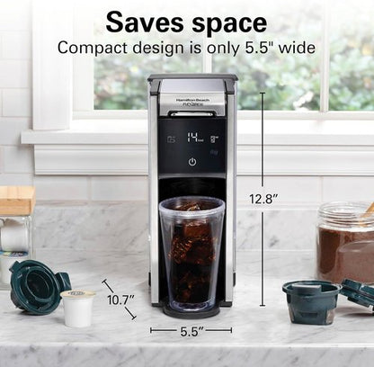 Hamilton Beach FlexBrew Coffee Maker - 4-in-1 Single Serve for Hot & Iced Coffee, 45 oz Reservoir, Black