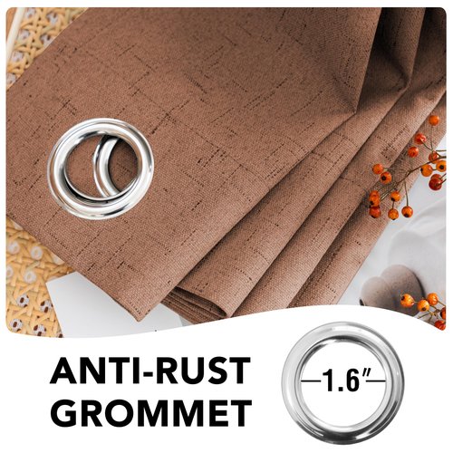 H.VERSAILTEX White Linen Blackout Curtains Durable Thick Textured Linen Look 100% Blackout Patio Door Curtain Anti Rust Grommet Extra Wide Sliding Door Curtain Panel, W100 x L108 inch, Washed Spice