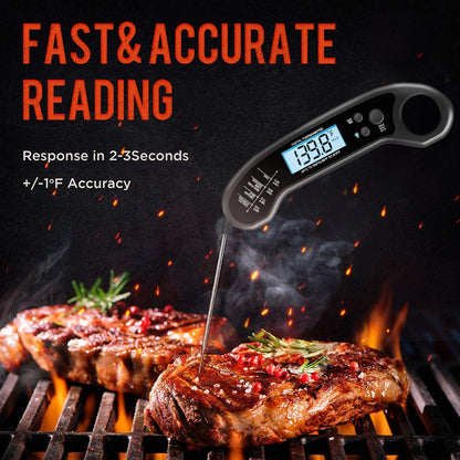 Meat Thermometer Digital - Instant Read Waterproof Food Thermometer for Grill, BBQ, Turkey & Candy