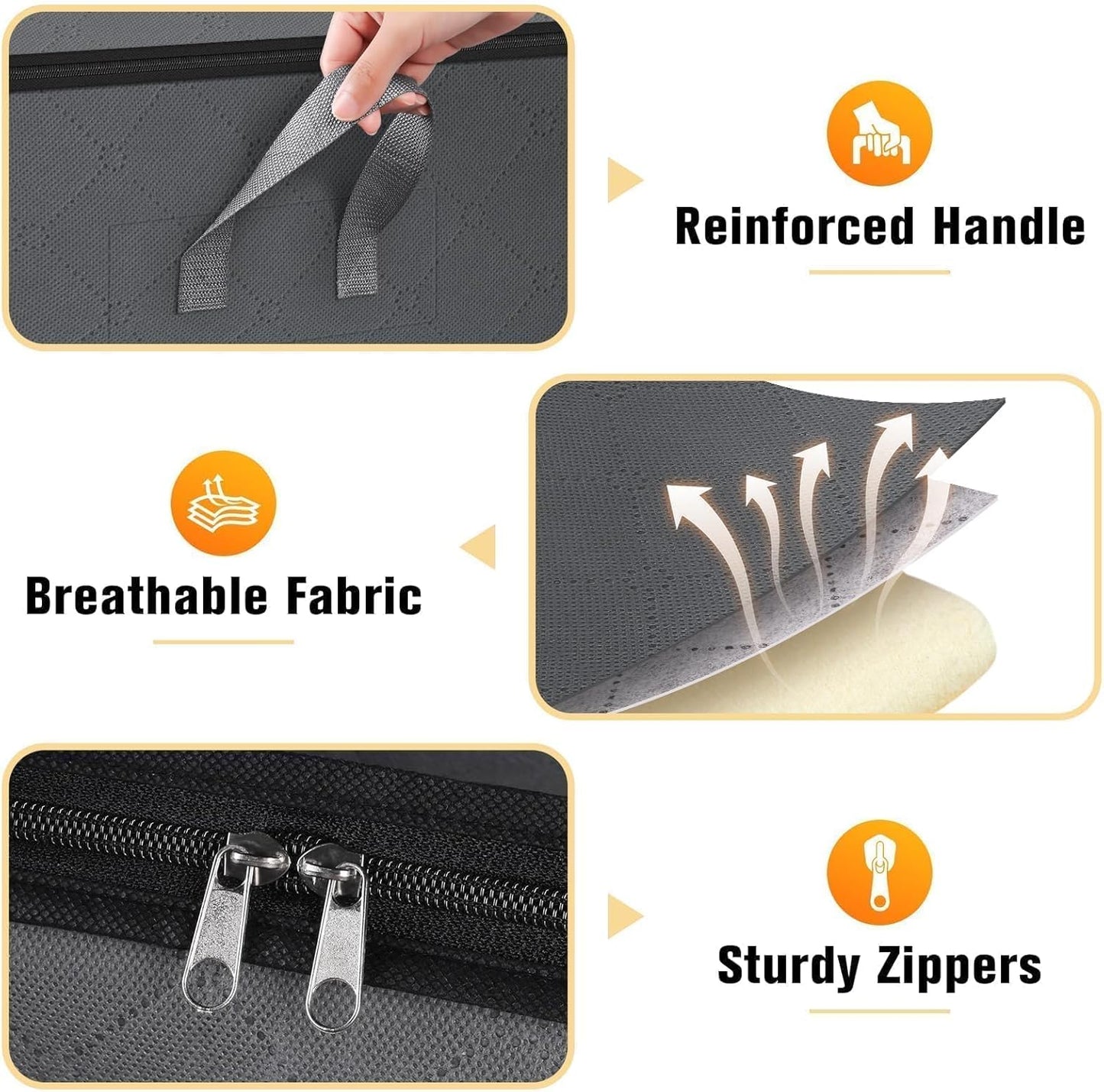 SpaceTrove Clothes Storage Bags - 80L Large Capacity Organizers with Visual Window | 6-Pack Grey Bedding Solutions