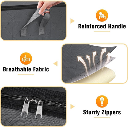 SpaceTrove Clothes Storage Bags - 80L Large Capacity Organizers with Visual Window | 6-Pack Grey Bedding Solutions