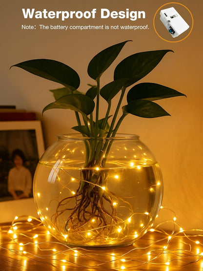 50Pack Fairy Lights - 7ft Battery Operated LED Twinkle String Lights with Timer | Warm White for Christmas Decor