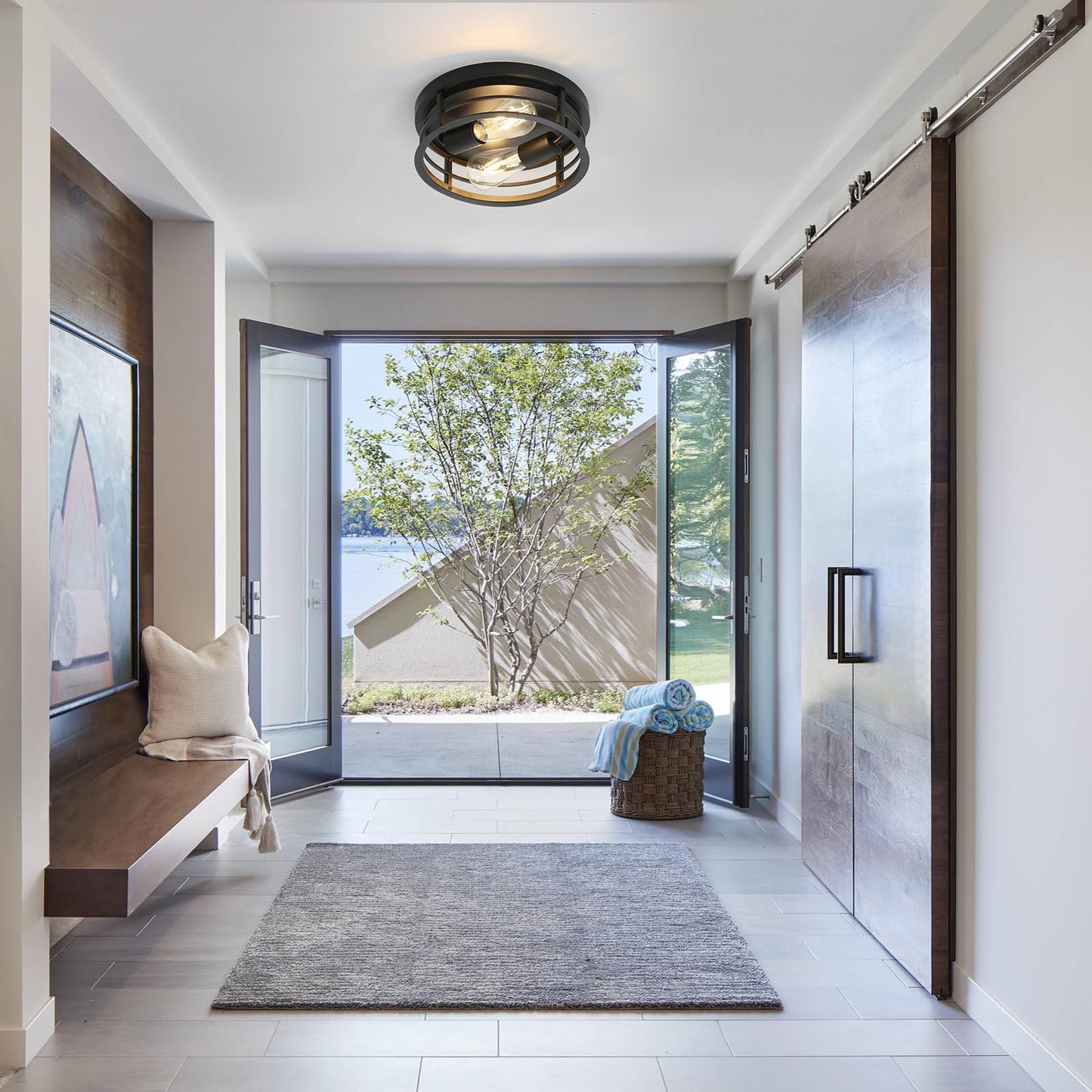 piano7797 Industrial Ceiling Light Fixtures,2-Light Hallway Light Fixtures Ceiling, Black Flush Mount Ceiling Light Fixture,Light Fixture Ceiling Mount for Farmhouse,Kitchen, Bedroom 2 Pack