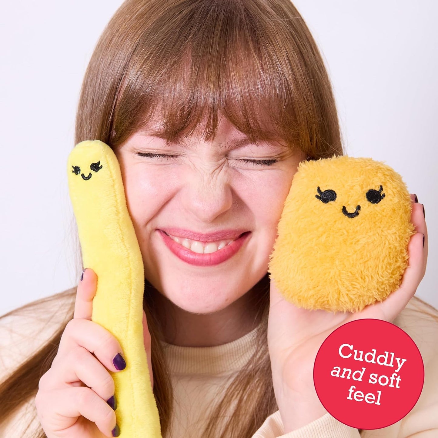 Relatable Emotional Support Chicken Nuggets - Cuddly Plush Toys Set with 5 Stuffed Animals & Basket