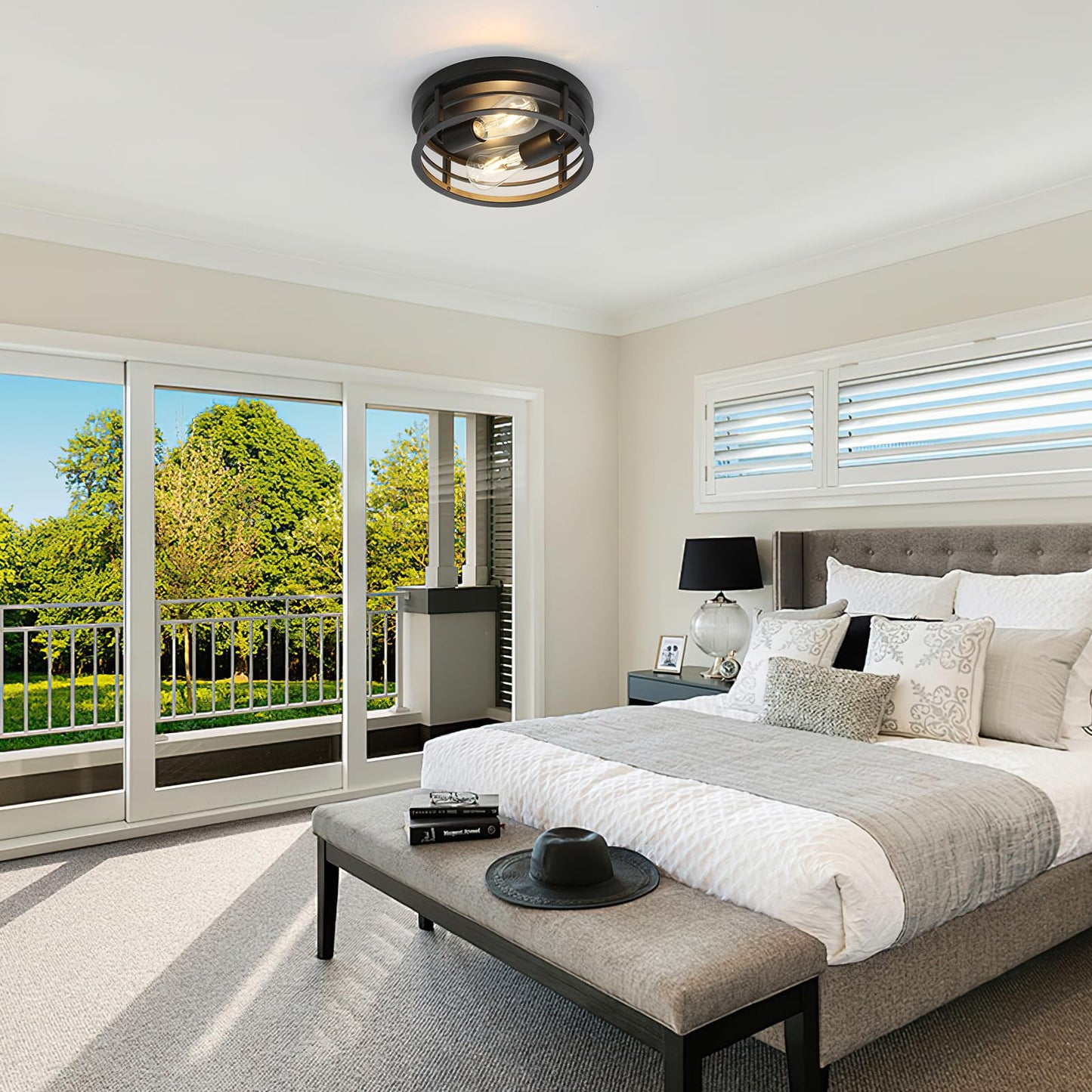 piano7797 Industrial Ceiling Light Fixtures,2-Light Hallway Light Fixtures Ceiling, Black Flush Mount Ceiling Light Fixture,Light Fixture Ceiling Mount for Farmhouse,Kitchen, Bedroom 2 Pack