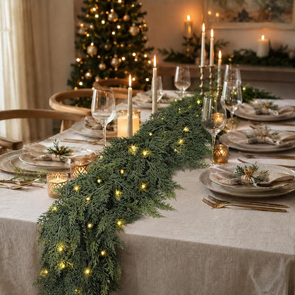 9FT Pre-lit Cedar Garland with Lights - Green + 1 + 9FT