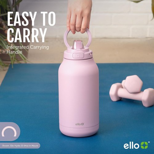 Ello Hydra 64oz Half Gallon Vacuum Insulated Stainless Steel Jug - Locking Lid for Easy Transport