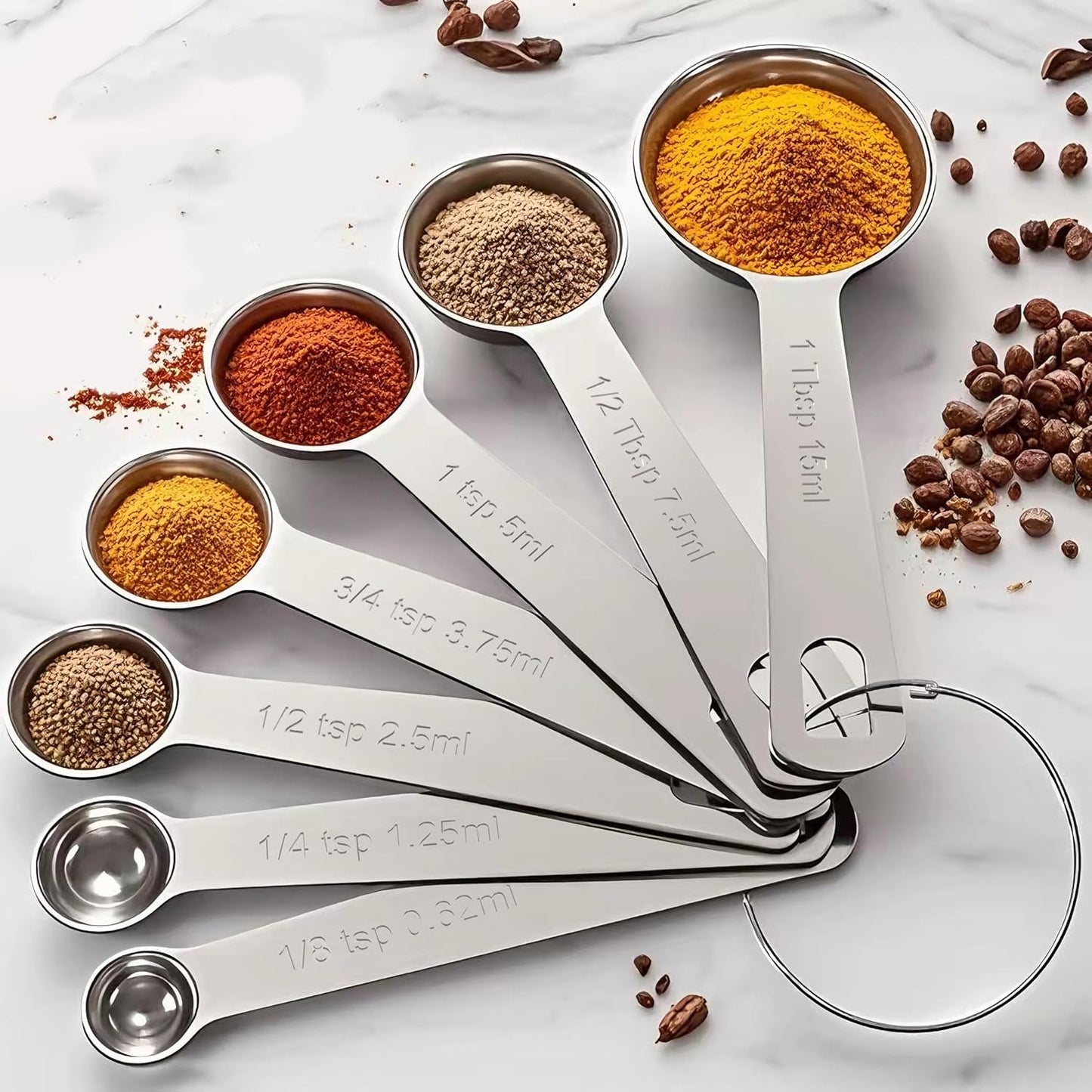 TILUCK Stainless Steel Measuring Spoons Set - Versatile Kitchen Gadgets for Cooking & Baking | Set of 7