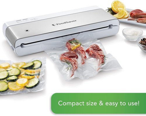 FoodSaver Compact Vacuum Sealer Machine - Airtight Food Storage & Sous Vide Bags, White