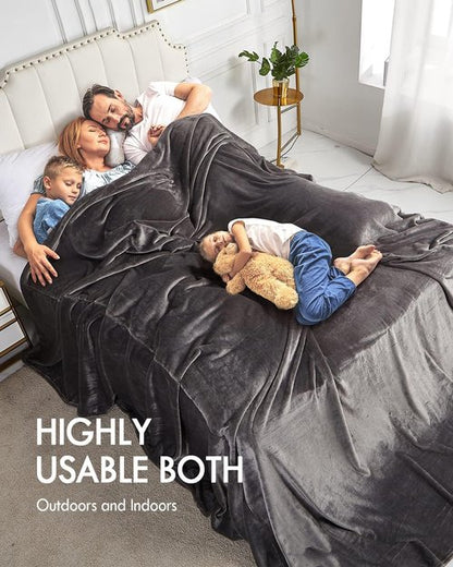 Kaisa Oversized Huge Blanket - 120" x 120", Soft Cozy Plush Flannel, Outdoor & Giant Picnic Blanket, Gray