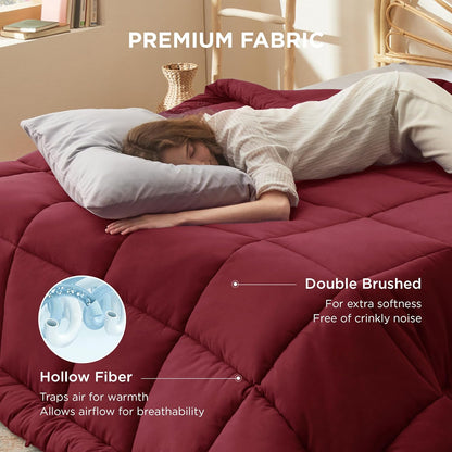 Bedsure Comforter Duvet Insert - All-Season Quilted Down Alternative Bedding, Full Size 86 x 82 Inches, Red