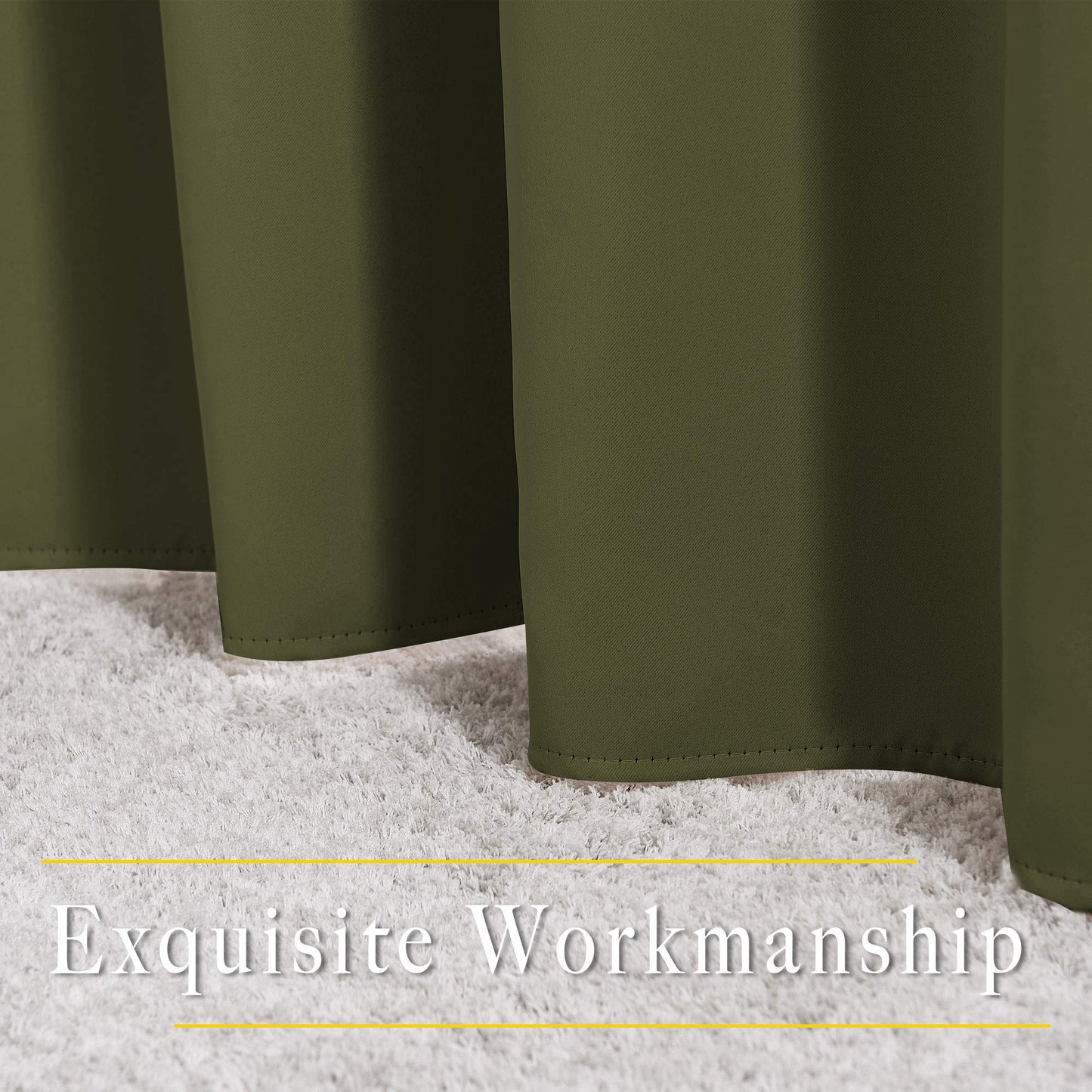 NICETOWN Bedroom Room Darkening Curtains and Drapes - Window Treatment Thermal Insulated Solid Grommet Room Darkening Draperies for Bedroom (Olive, Set of 2, 46 by 54 Inch)