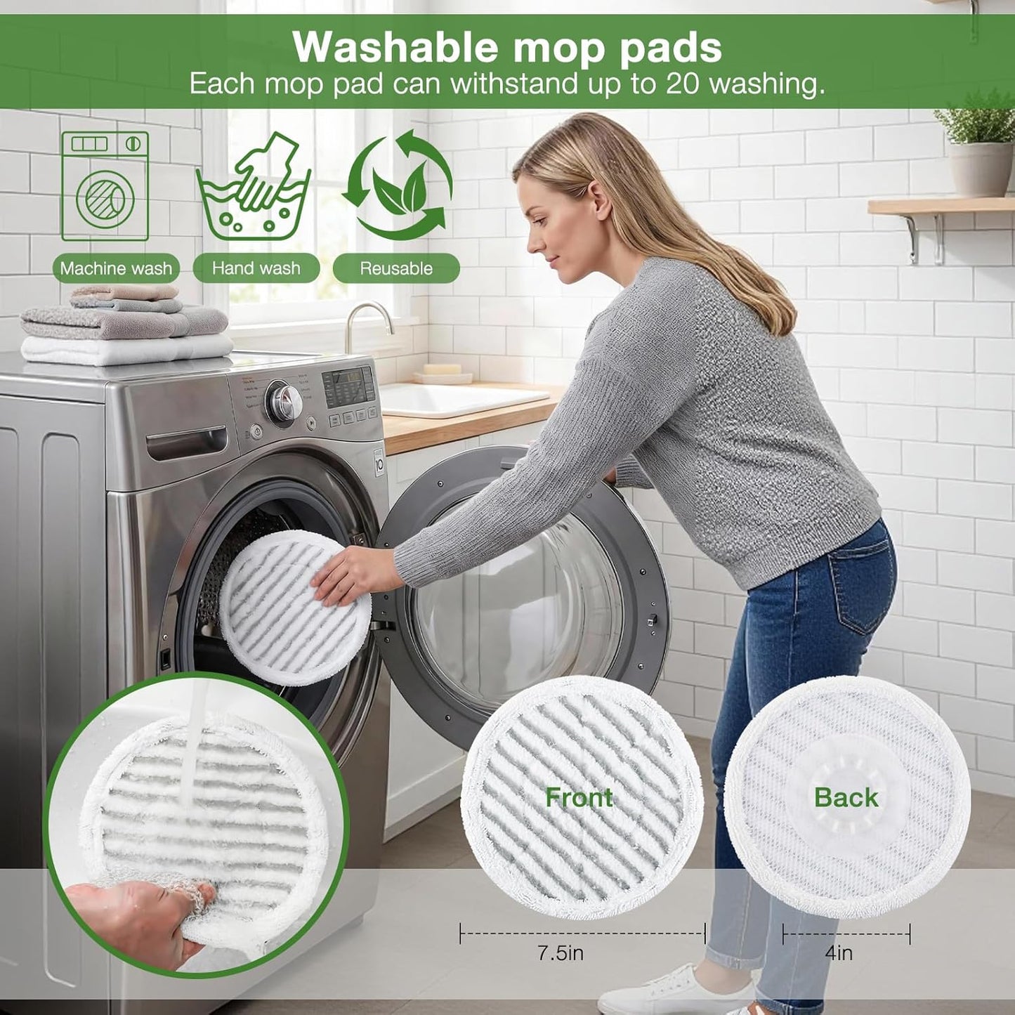 Shark 10-Pack Steam Mop Replacement Pads - Reusable, Washable for All Floor Types | Compatible with S8001, S7001, S7201, S7000AMZ, S8201