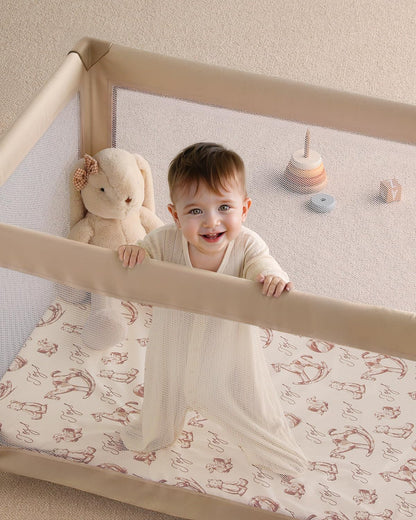 Yoofoss Baby Pack and Play Sheets - Ultra Soft 2-Pack Fitted Mini Crib Sheets, 38x26, Neutral for Graco